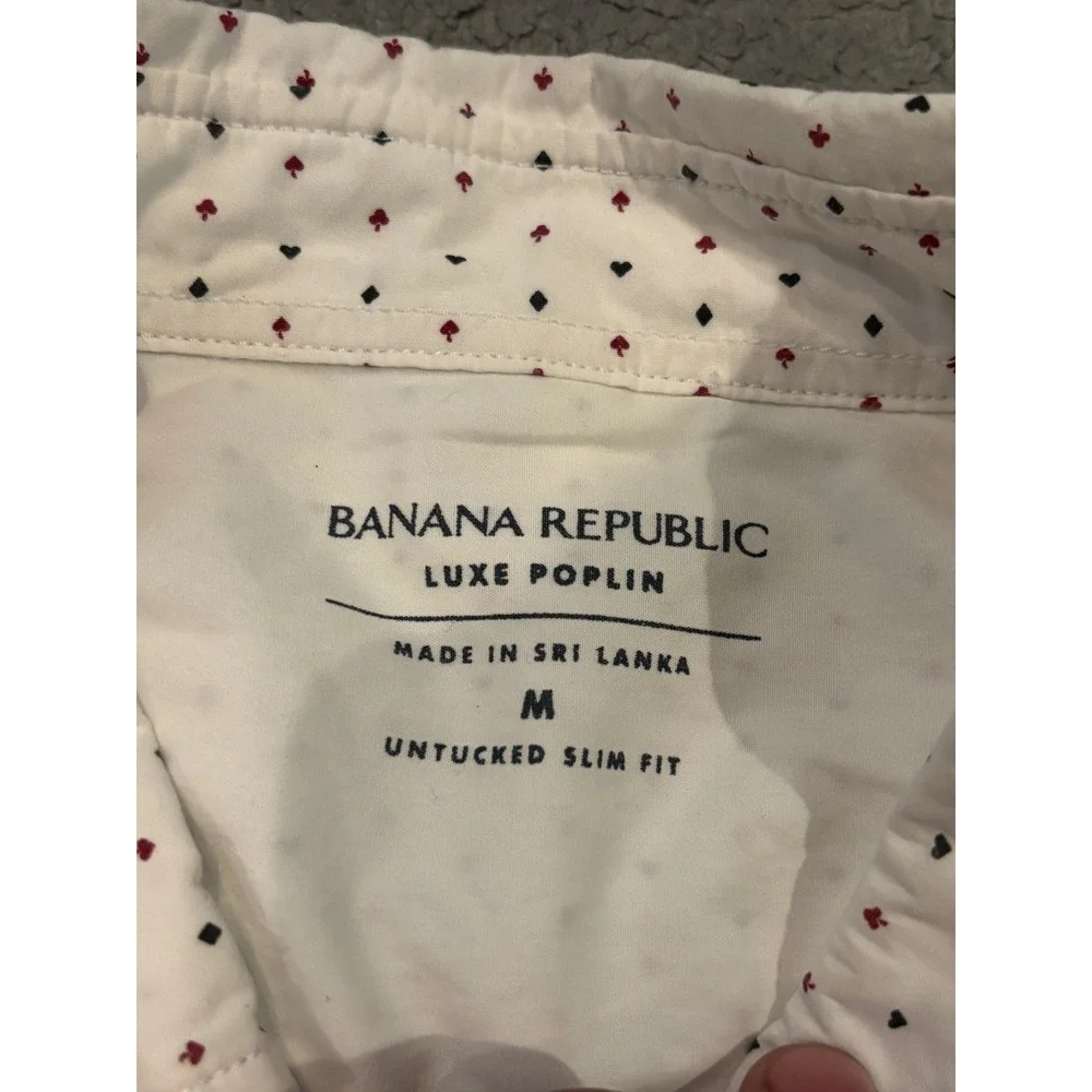 Banana Republic Luxe Poplin Mens Untucked Slim Fit Shirt White Playing Cards